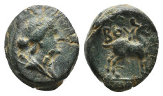 LYCIA. Bubon (100-1 BC). Ae. 
Obv: Draped bust of Artemis right, quiver behind shoulder. 
Rev: BOY
Stag standing right.
NG Tuebingen 4224-4225; Waddin...