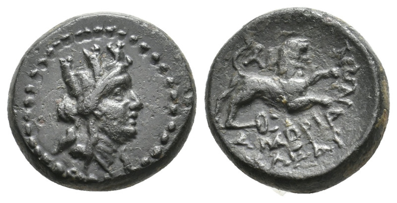 PHRYGIA. Amorion. (2nd-1st century BC). Ae.
Obv:Turreted head of Tyche, right....
