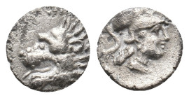 PAMPHYLIA. Side. (3rd-2nd centuries BC). AR Obol.
Obv: Head of lion left with open mouth.
Rev: Helmeted head of Athena right.
SNG BN 739; SNG von A...
