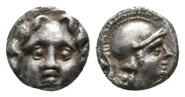 PISIDIA. Selge. (Circa 350-300 BC). AR Obol
Obv: Facing gorgoneion.
Rev: Helmeted head of Athena right; astragalos to left.
SNG BN 1930-4.
Condition:V...