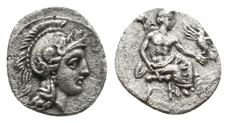 CILICIA. Uncertain. (4th century BC). AR Obol.
Obv: Helmeted head of Athena righ...