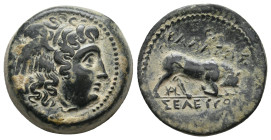SELEUKID KINGDOM. Seleukos I Nikator (312-281 BC). AE. Sardes.
Obv: Winged head of Medusa right.
Rev: Bull butting right.
BAΣIΛEΩΣ and Θ above, monogr...