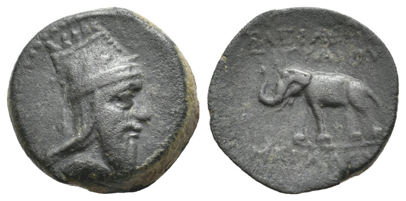 KINGS OF ARMENIA. Tigranes V (Circa 6-12). Ae 2 Chalkoi. Artagigarta(?).
Obv: D...