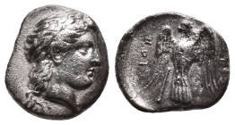 ASIA MINOR, Uncertain. AR.
Obv: Head of Hera? right.
Rev: Eagle standing to right with open wings and head reverted to left.
Condition: Very fine.
Wei...
