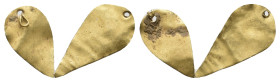 ANCIENT GREEK TWO (2) GOLD LEAF DRESS ORNAMENT (CIRCA 3RD-1ST BC)
Condition : See picture. No return.
Weight : 0.38 g. in total