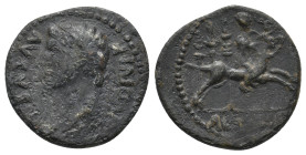 MACEDON. Amphipolis. Tiberius (14-37). AE.
Obv: TIBEΡIOY KAIΣAΡOΣ ΣEBAΣTOY
Head left.
Rev: AMΦIΠOΛITΩN
Artemis Tauropolis riding bull right, veil flow...