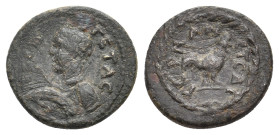 PAPHLAGONIA, Germanicopolis. Geta (198-217) Dated local year 214.
Obv: Π CE ΓETAC KAI
Bare-headed, draped and cuirassed bust left, holding spear and...