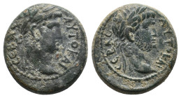 MYSIA. Germe. Titus and Domitian (Caesares, 69-79 and 69-81). AE.
Obv: AYTO KAI CEBAC.
Laureate head of Titus right, grain ear in front.
Rev: AYTO ...