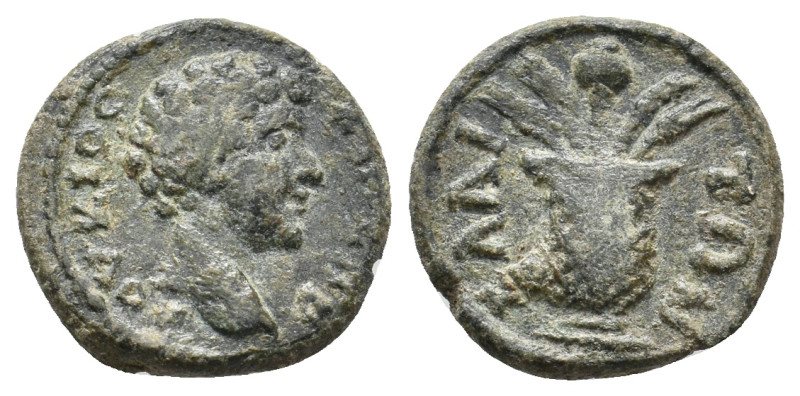 AEOLIS. Elaea. Marcus Aurelius AD 139-161. AE.
Obv: ΛOYKIOC KAICAP
Bare head o...