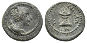 LYDIA. Apollonis. Autonomous (2nd century AD.) AE.
Obv: Draped bust of Artemis right.
Rev:AΠOΛΩNIΔEΩN
Burning altar.
Waddington 4865; Paris 56; Im...