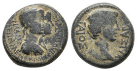 LYDIA. Philadelphia. Caligula (37-41) Menekles, magistrate. AE Hemiassarion. 
Obv: ΓAIOΣ KAIΣAΡ
Bare head right.
ΦIΛAΔEΛ-ΦEΩN MENEKΛHΣ ΦIΛOΠATΡIΣ
Laur...