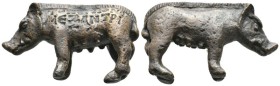 ANCIENT ROMAN BRONZE BOAR FIGURINE (1ST-5TH CENTURY AD)
Condition : See picture. No return.
Weight : 49.94 g
Diameter: 48.7 mm

Pigs were importa...