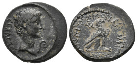 PHRYGIA, Amorium. Augustus, 27 BC-14 AD. AE.
Obv: CЄBACTOC.
Bare head of Augustus, right; lituus to right.
Rev: Eagle standing right on thunderbolt...