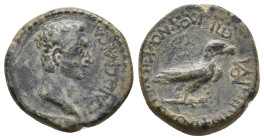 PHRYGIA. Amorium. Caligula (37-41). AE. Silvanus and Iustus Vipsanius, magistrates.
Obv: ΓAIOC KAICAP.
Laureate head right.
Rev: ЄΠΙ ϹΙΛΟΥΑΝΟΥ ΚΑΙ ...