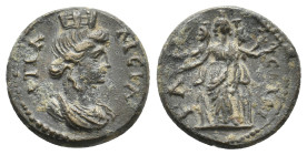 PHRYGIA, Apameia. AD 100-276.
Obv: APAMEIA
Turreted and draped bust of Tyche right. 
Rev: CΩTEIΡA
Hekate Triformis standing front, the outer figures h...