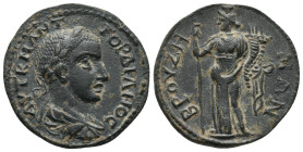 PHRYGIA. Bruzus. Gordian III (238-244). AE.
Obv: ΑΥΤ Κ Μ ΑΝΤ ΓΟΡΔΙΑΝΟϹ.
Laureate, draped and cuirassed bust right, seen from behind.
Rev: ΒΡΟΥΖΗ-ΝΩΝ.
...