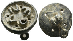 Rare roman round bread bronze seal in the name of Envo (ca 3rd-4th cent.)

(Bronze, more than 200+ gr, 57.50 mm). Condition: Very Fine. Uncleaned wi...