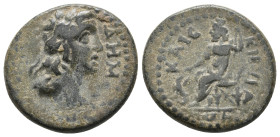PHRYGIA. Kibyra. Pseudo-autonomous issue. Severan era (Circa 2nd century AD.)
Obv: ΔΗΜΟϹ
Laureate head of Demos to right.
KAIC ΚΙΒVΡΑ-ΤΩΝ
Serapis ...