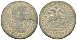 PHRYGIA, Laodicea ad Lycum. Caracalla, 198-217 AD. AE. Uncertain magistrate.
Obv: ΑΥΤ ΚΑΙ Μ ΑΥΡ ΑΝΤΩΝΕΙΝΟC CΕΒ.
Laureate, draped and cuirassed bust of...