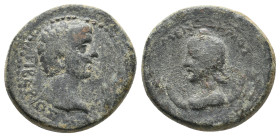 PHRYGIA, Siblia. Tiberius 14-37. AE. Menedemos, magistrate.
Obv: TIBEPIOΣ ΣΕΒΑΣΤΟΣ
Bare head right.
Obv: MENEΔHMOΣ ΣIBΛIANΩN
Bust of Mên left rest...