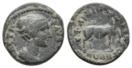 PHRYGIA, Stectorium , Faustina II (Augusta, 147-175.) magistrate: Fl. Likinnianos
Obv: ΦΑVϹΤƐΙΝΑ ϹƐΒΑϹΤΗ
Draped bust of Faustina II right.
Rev: Ɛ Φ...
