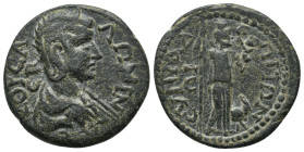 PHRYGIA, Synnada. Salonina (253-268). Magistrate Artemonos Tropheos. AE.
Obv: KOΡ CAΛΩNINA CEB
Draped bust right.
Rev: CYNNAΔΕΩN IΩΝΩΝ
Owl standin...