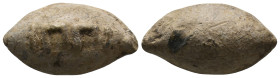 ANCIENT GREEK PB SLING BULLET. (CIRCA 4TH-1ST CENTURY BC).
Condition : See picture. No return
Weight : 24.38 g
Diameter : 29.7 mm