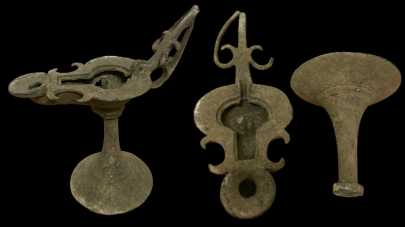 ANCIENT BYZANTINE BRONZE LIDDED OIL LAMP (1ST-5TH CENTURY AD)
Condition : See pi...