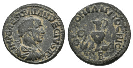 PISIDIA. Antioch. Trajanus Decius (249-251). AE.
Obv: IMP CAES TRAIAN DECIVS AV.
Radiate, draped and cuirassed bust right.
Rev: COLONI ANTIOCHI C / SR...