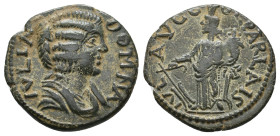 PISIDIA, Parlais. Julia Domna, wife of Septimius Severus AD 193-211. AE.
Obv: IVLIA DOMNA
Draped bust right
Rev: IVL AVG COL PARLAIS
Tyche standin...