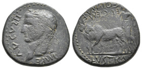 LYCAONIA. Lystra. Augustus (27 BC-AD 14). Ae.
Obv: IMPE AVGVSTI.
Laureate head left; cornucopia behind.
Rev: COL IVL FEI GEM / LVSTRA.
Colonist plough...