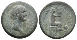 CILICIA. Flaviopolis. Domitian (81-96). AE Assarion. Dated CY 17 (89/90).
Obv: ΔΟΜΙΤΙΑΝΟC ΚΑΙCΑΡ.
Laureate head right.
Rev: ΦΛΑVΙΟΠΟΛЄΙΤωΝ ЄΤΟYC ZΙ...