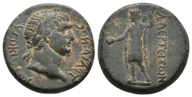 CILICIA, Laertes. Trajan (98-117.) AE Diassarion.
Obv: AYTOKPATωP TPAIANOC
Laureate head right.
Rev: ΛAЄPTЄITωN
Apollo Sidetes standing left, hold...