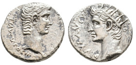 CAPPADOCIA, Caesarea-Eusebia. Germanicus with Divus Augustus 15 BC-AD 19. AR Drachm. Struck under Tiberius
Obv: Bare head of Germanicus right.
Rev: Ra...