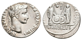 AUGUSTUS, 27 BC-AD 14. AR, Denarius. Lugdunum.
Obv: CAESAR AVGVSTVS DIVI F PATER PATRIAE.
Laureate head of Augustus, right.
Rev: AVGVSTI F COS DESIG P...