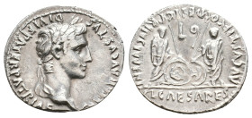 AUGUSTUS, 27 BC-AD 14. AR, Denarius. Lugdunum.
Obv: CAESAR AVGVSTVS DIVI F PATER PATRIAE.
Laureate head of Augustus, right.
Rev: AVGVSTI F COS DESIG P...
