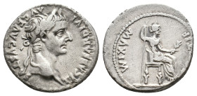 TIBERIUS, 14-37 AD. AR, Denarius. "Tribute Penny" type. Lugdunum.
Obv: TI CAESAR DIVI AVG F AVGVSTVS.
Laureate head head of Tiberius, right.
Rev: PONT...