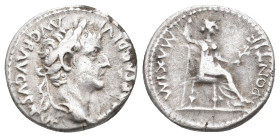 TIBERIUS, 14-37 AD. AR, Denarius. "Tribute Penny" type. Lugdunum.
Obv: TI CAESAR DIVI AVG F AVGVSTVS.
Laureate head of Tiberius, right.
Rev: PONTIF MA...