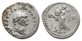 DIVUS VESPASIAN (Died 79 AD). AR, Fourree Denarius. Rome. "Judaea Capta" commemorative. Struck under Titus.
Obv: DIVVS AVGVSTVS VESPASIANVS.
Laureat...