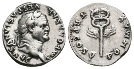 VESPASIAN, 69-79 AD. AR, Denarius. Rome.
Obv: IMP CAESAR VESPASIANVS AVG
Laureate head to right.
Rev: PON MAX TR P COS V
Winged caduceus. 
RIC II.1 70...