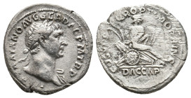 TRAJAN (98-117 AD). AR, Denarius. Rome.
Obv: IMP TRAIANO AVG GER DAC P M TR P.
Laureate bust right, slight drapery on far shoulder.
Rev: COS V P P ...