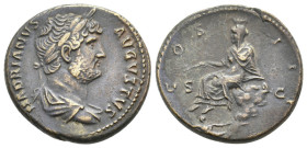HADRIAN, 117-138 AD. AE, As. Rome. Struck for use in Seleucis & Pieria.
Obv: HADRIANVS AVGVSTVS.
Laureate, draped and cuirassed bust of Hadrian, right...