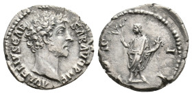 Marcus Aurelius, as Caesar, 139-161 AD. AR, Denarius. Rome.
Obv: AVRELIVS CAESAR AVG PII.
Bare head of Marcus Aurelius, right.
Rev. COS II.
Honos ...