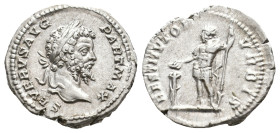 SEPTIMIUS SEVERUS (193-211 AD). AR, Denarius. Rome.
Obv: SEVERVS AVG PART MAX.
Laureate head of Septimius Severus, right.
Rev: RESTITVTOR VRBIS.
S...