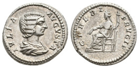Julia Domna, wife of Septimius Severus. 193 - 217 AD. AR, Denarius. Rome.
Obv: IVLIA AVGVSTA.
Bust of Julia Domna; draped, right.
Rev: CERERI FRVGIF.
...