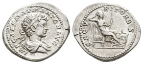 CARACALLA, 197-217 AD. AR, Denarius. Rome.
Obv: IMP CAES M AVR-ANTON AVG
Laureate and draped bust of Caracalla right, seen from behind.
Rev: SECV-RIT ...