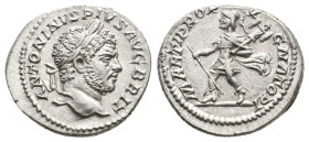 CARACALLA (198-211). Denarius. Rome.
Obv: ANTONINVS PIVS AVG BRIT.
Laureate head right.
Rev: MARTI PROPVGNATORI
Mars advancing to right, holding spear...