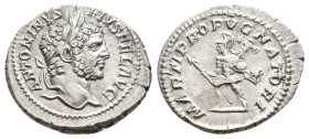 CARACALLA (198-211). Denarius. Rome.
Obv: ANTONINVS PIVS AVG BRIT.
Laureate head right.
Rev: MARTI PROPVGNATORI.
Mars advancing left, holding spea...
