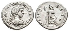 CARACALLA (197-217). Denarius. Laodicea.
Obv: IMP CAE M AVR ANT AVG P TR P II.
Laureate and draped bust right.
Rev: SPES PVBLICA.
Spes advancing l...