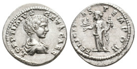 Geta Caesar, 198-209 AD. AR, Denarius.
Obv: L SEPTIMIVS GETA CAES.
Bare-headed, draped and cuirassed bust right.
Rev: FELICITAS TEMPOR.
Felicitas ...
